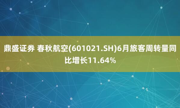 鼎盛证券 春秋航空(601021.SH)6月旅客周转量同比增长11.64%